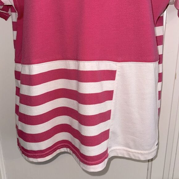 Vtg 80s Greenline Sport Bright Pink & White Striped Crew Neck Short Sleeve Shirt - Picture 3 of 8